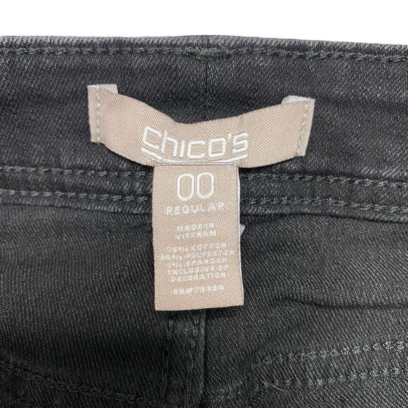 CHICOS Black Denim Straight Leg Jeans Size XS/2 (00) Regular - Picture 5 of 8